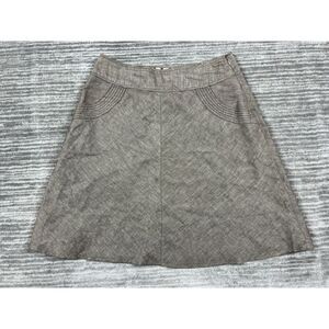 Willi Smith Skirt Womens 10 Brown A-Line Linen‎ Blend Casual